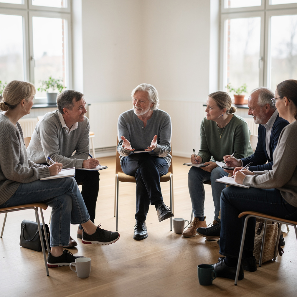Group of Danes attending a storytelling workshop